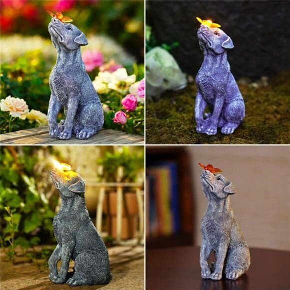 Goodeco Solar Dog Statue Outdoor Garden Decor with Light Gift for Mom Dad Yard - Picture 7 of 8